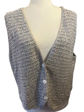 In Charge Vintage Striped Multicolor V-Neck Button Sweater Vest Size Medium